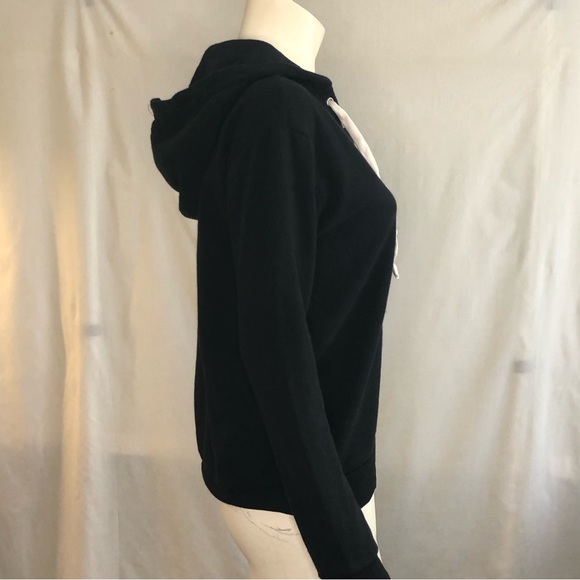 Woman’s black pull over hoodie with white laced front - Picture 12 of 13